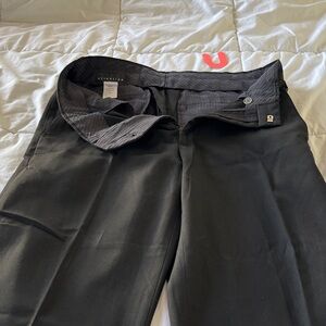 attention Black Men's Dress Pants with Subtle Pinstripe Waistband